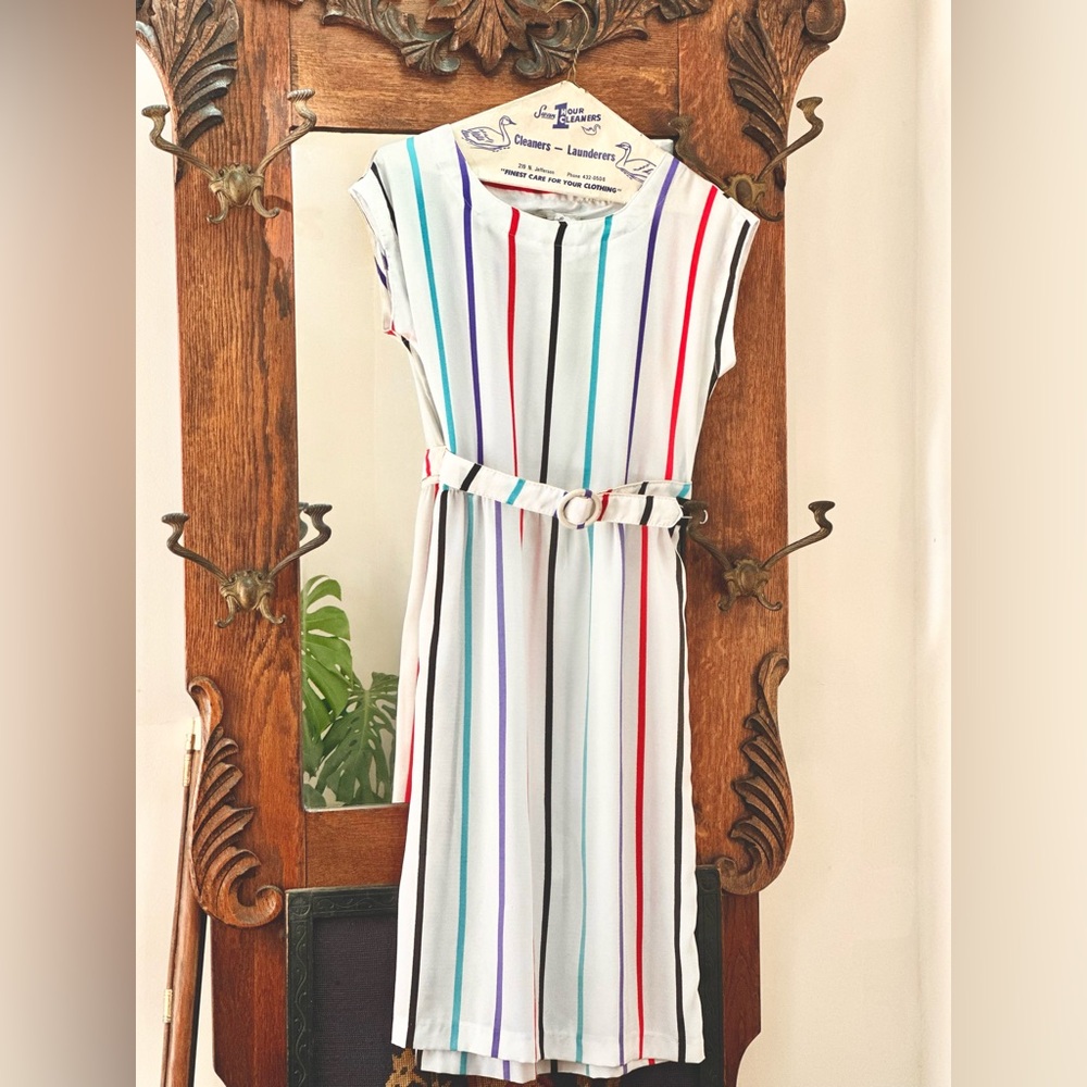 Rare Vintage Striped Belted Dress